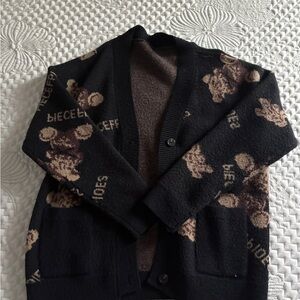 SHEIN Black and Brown Teddy Bear Cardigan